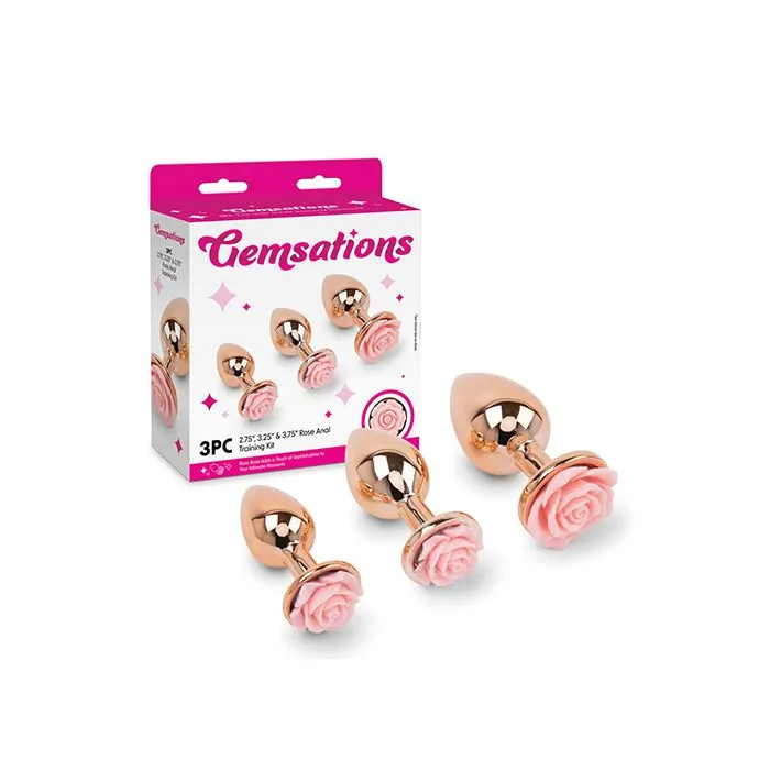 Gemsations Rose Metal Butt Plug Training Kit Rose Gold Electric Eel INC Anal Gemsations Rose Metal Butt Plug Training Kit Rose Gold Electric Eel INC Anal