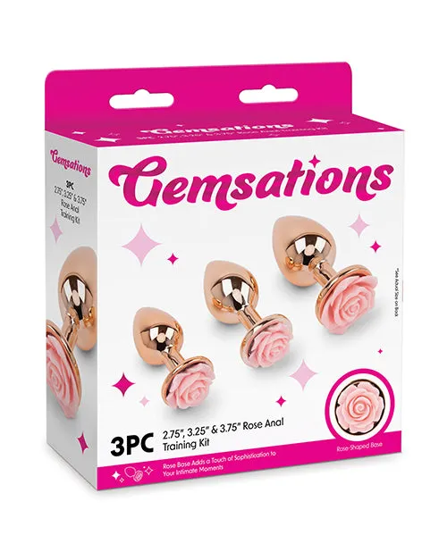 Gemsations Rose Metal Butt Plug Training Kit Rose Gold Electric Eel INC Anal