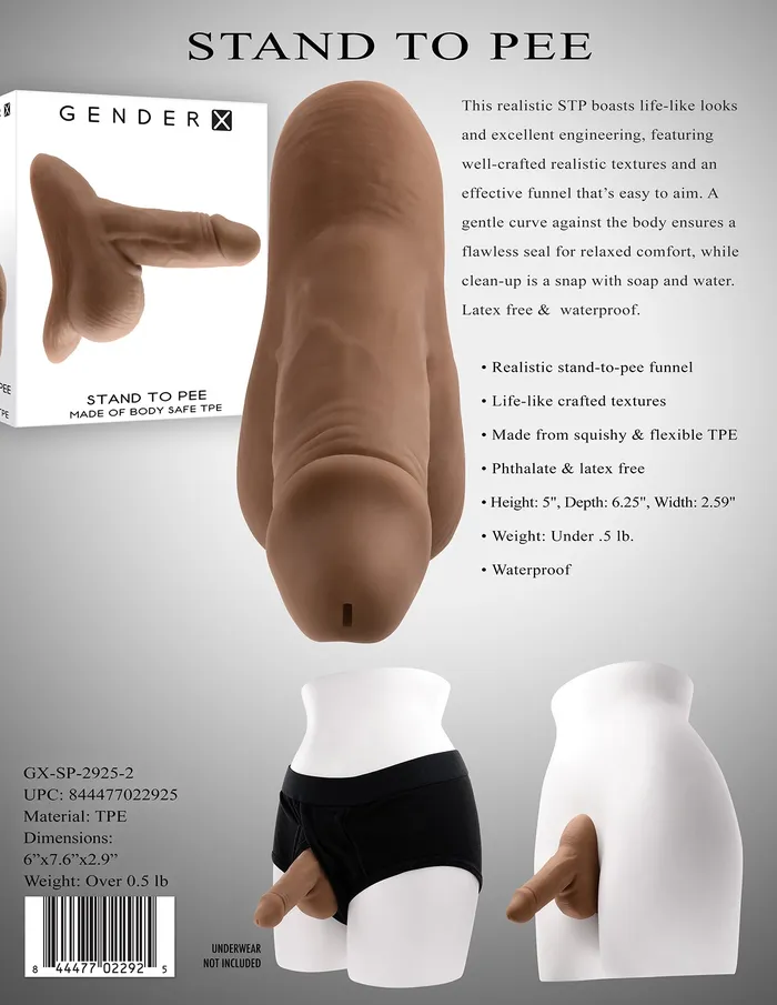 Gender X Stand to Pee TPE Dark Realistic Stand To Pee Funnel Anal