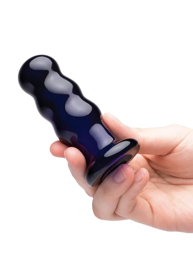 Glas Rechargeable Remote Controlled Vibrating Glass Beaded Buttplug Glas Anal