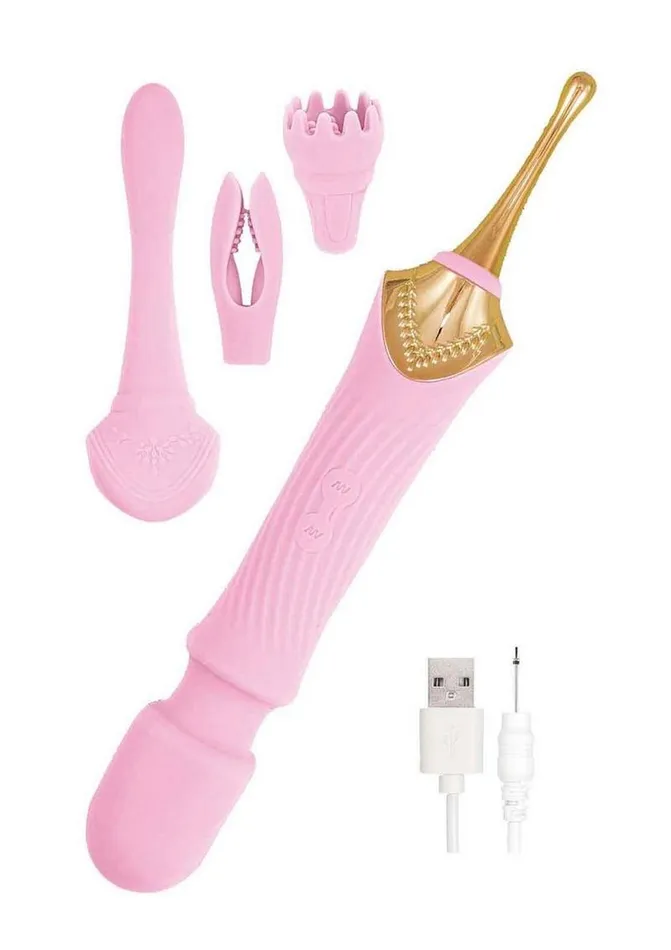 Goddess Pink Elegance Rechargeable Silicone Duel End Massager Goddess Vibrators