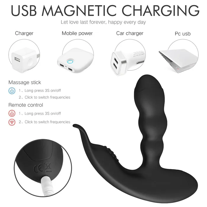 Heating Vibrating Prostate Massager Bendable Shaft Perineum Stimulator Sorlove Male Sex Toys