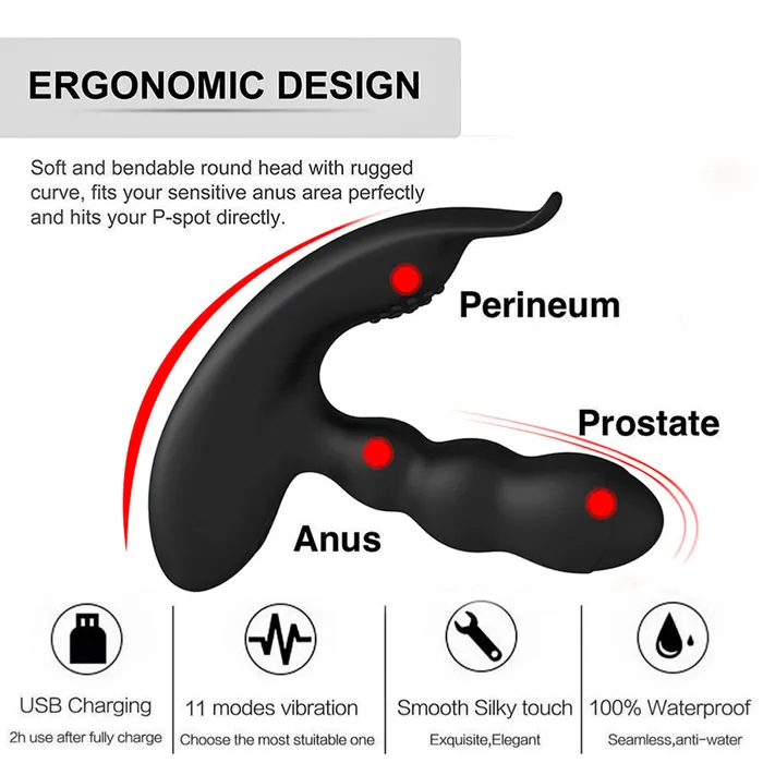 Heating Vibrating Prostate Massager Bendable Shaft Perineum Stimulator Sorlove Male Sex Toys