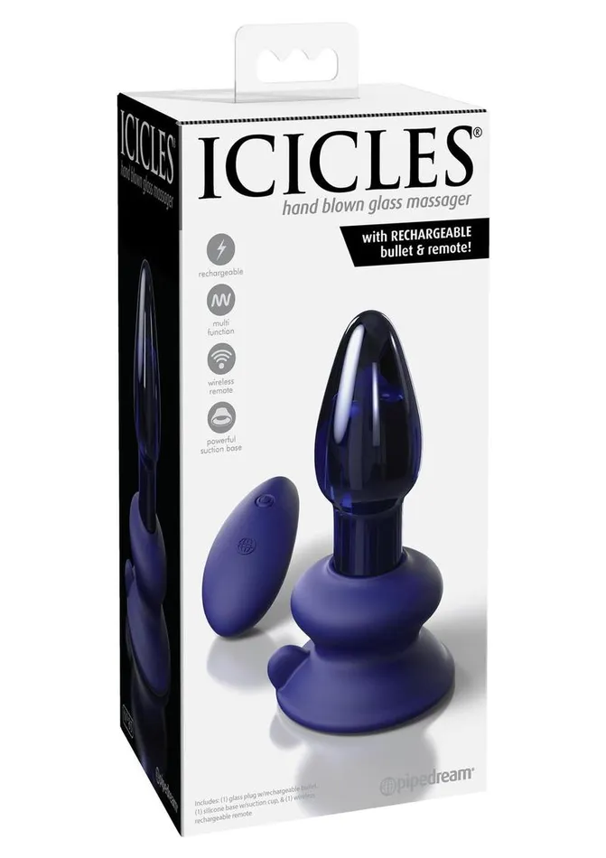 Icicles No 85 Rechargeable Glass Tapered Plug with Remote Control Icicles Male Sex Toys