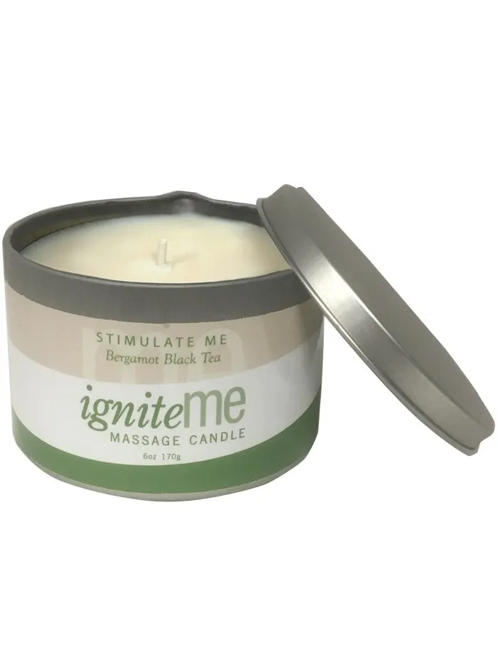 Ignite Me Massage Candle Stimulate Me Bergamot Black Tea Pleasure Works Body Vibrators
