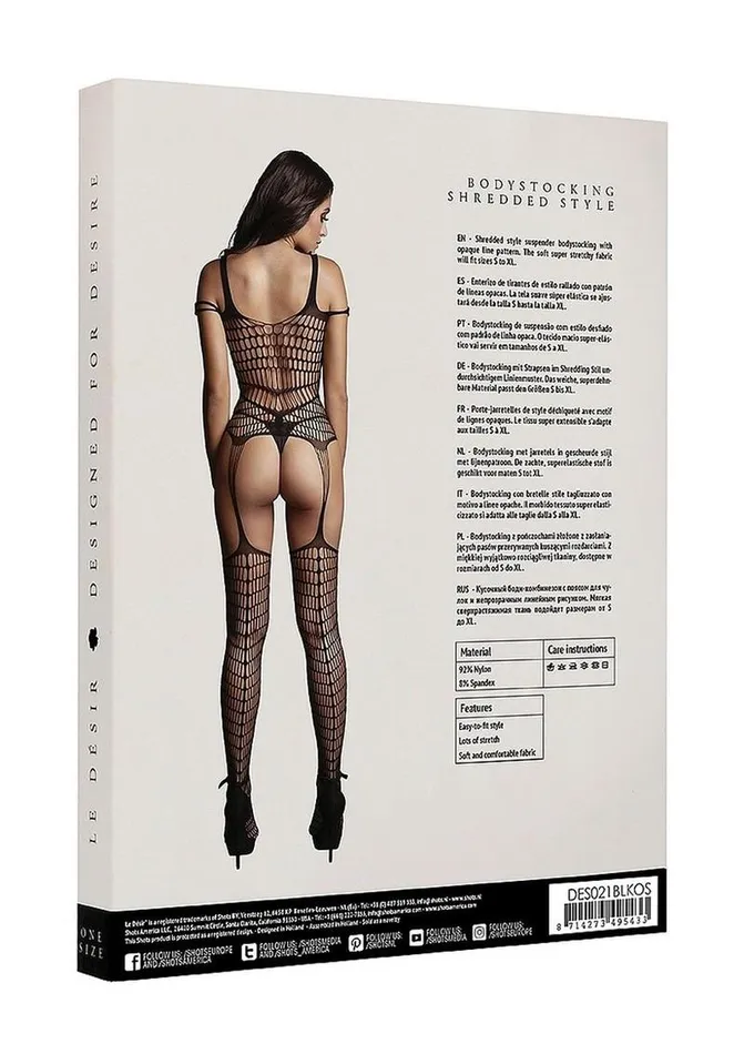 Le Desir Bodystockings Playsuits Le Desir Shredded Bodystocking