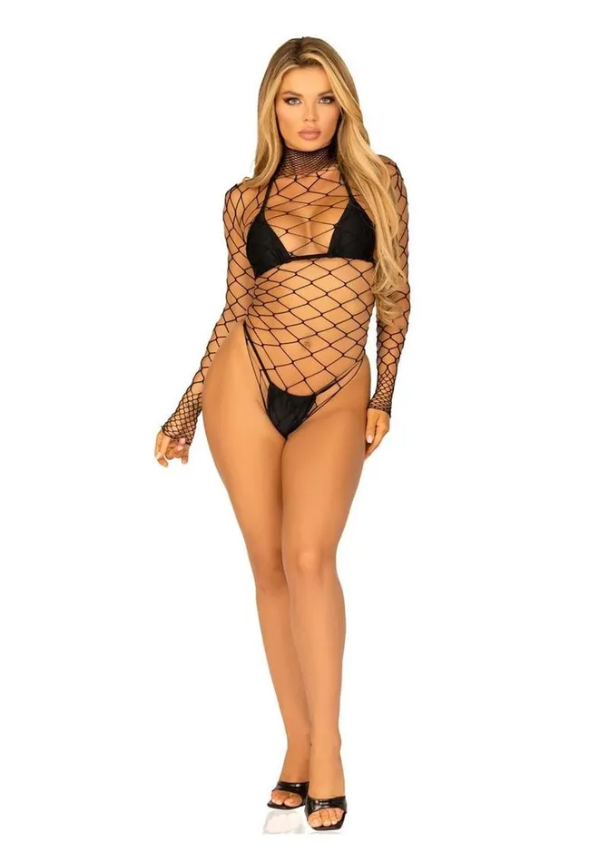 Leg Avenue Female Sex Toys Leg Avenue High Neck Fence Net Long Sleeved Bodysuit with Snap Crotch Thong Panty Leg Avenue Female Sex Toys Leg Avenue High Neck Fence Net Long Sleeved Bodysuit with Snap Crotch Thong Panty