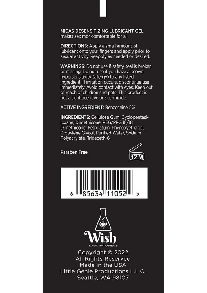 Lubricants Midas Wish Midas Desensitizing Water Based Lubricant