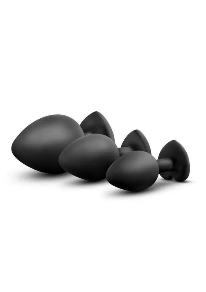 Luxe Bling Butt Plugs Silicone Training Kit with Rainbow Gems 3 Size Kit Luxe Anal