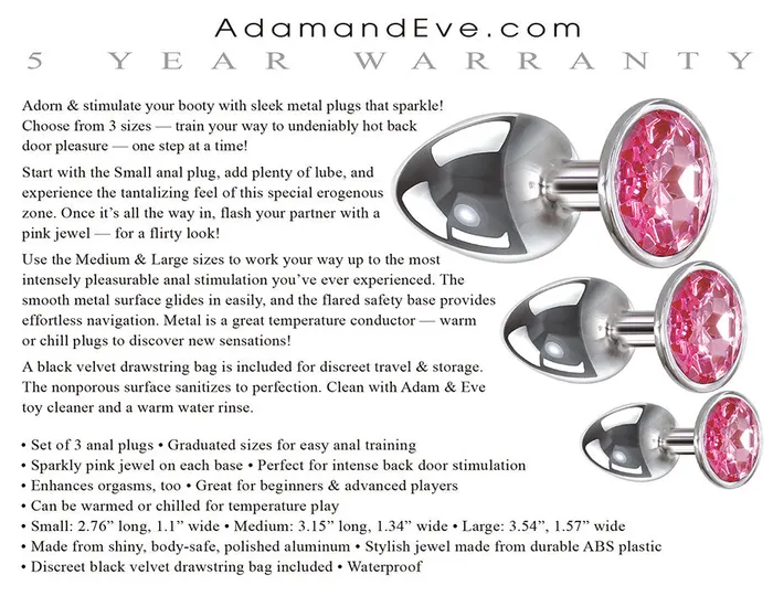 Male Sex Toys Adam Eve Adam Eve Pink Gem Aluminium Anal Plug