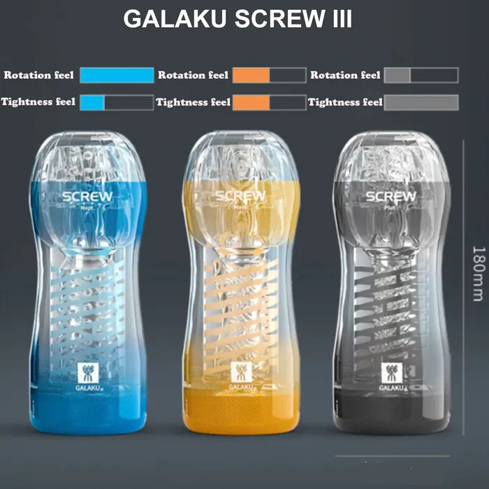 Male Sex Toys BEBUZZED Screw III Pluto Male Masturbator Spinning Stroker Pocket Pussy Cup