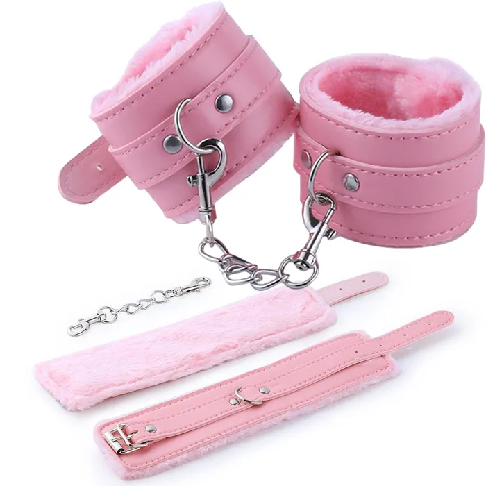 Male Sex Toys BeBuZZed Soft Faux Leather Fur BDSM Handcuffs Pink BeBuZZed