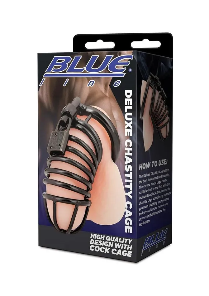Male Sex Toys Blue Line CandB Gear Deluxe Chastity Cage