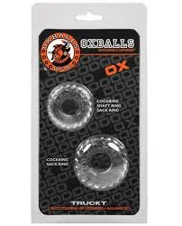 Male Sex Toys Oxballs TruckT Cock Ball Ring Clear Pack of 2 Nice and nasty Bz
