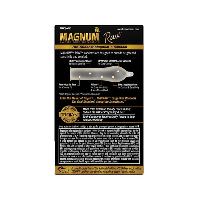 Male Sex Toys Trojan Magnum Raw Condoms Pack of 10 Paradise Marketing