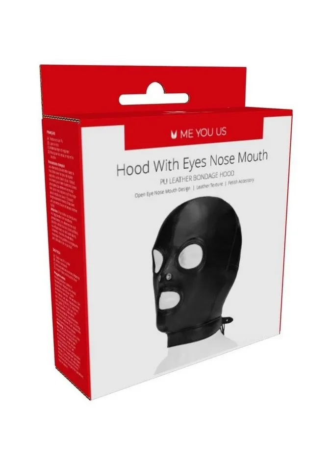ME YOU US Hood with Eyes Nose Mouth Pu Leather Bondage Hood Me You Us Restraints