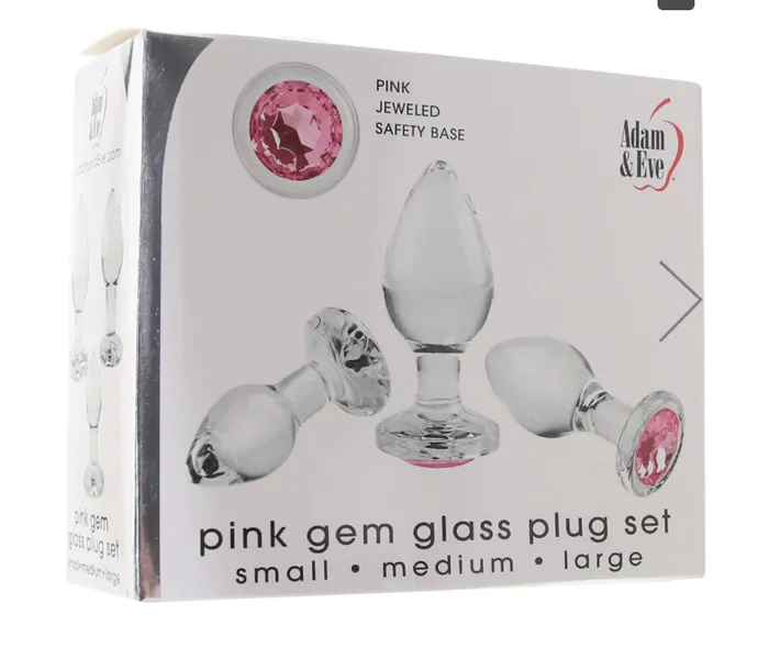 Nice and nasty Bz Anal Adam Eve Pink Gem Glass Plug Set Evolved Novelties