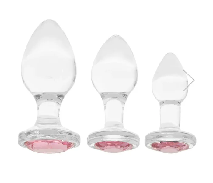 Nice and nasty Bz Anal Adam Eve Pink Gem Glass Plug Set Evolved Novelties