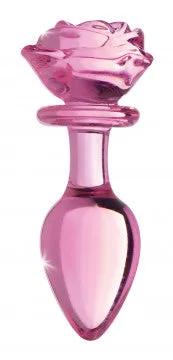 Nice and nasty Bz Male Sex Toys Pink Rose Glass Anal Plug Large