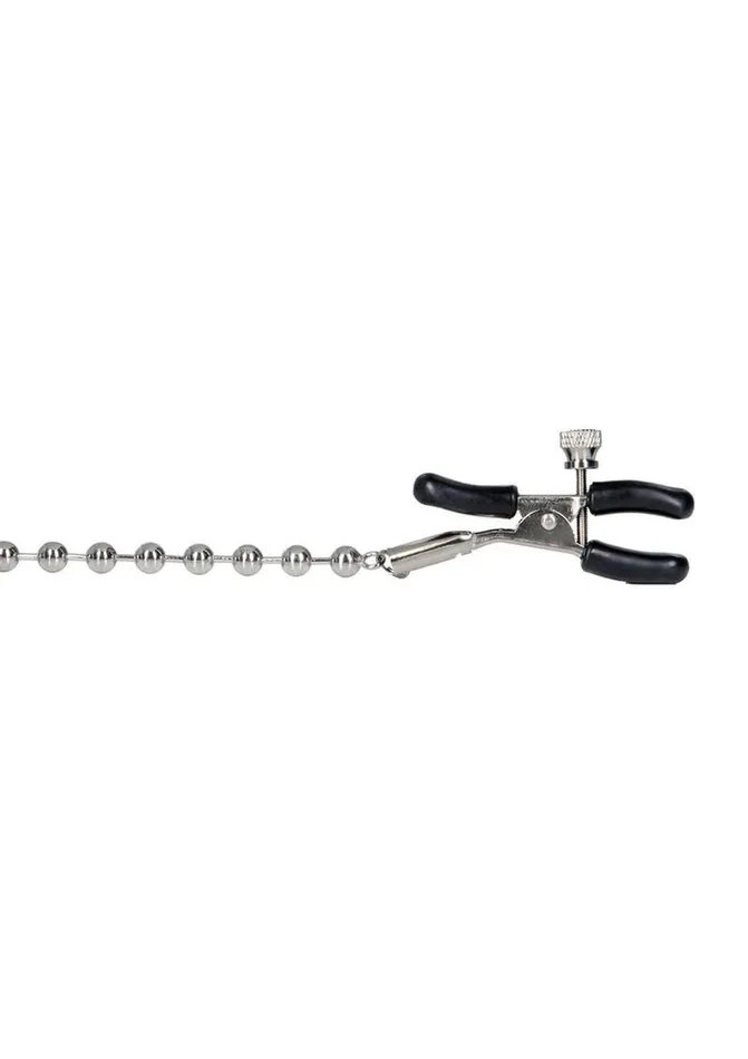 Nipple Play Anal Nipple Play Silver Beaded Chain Nipple Clamps