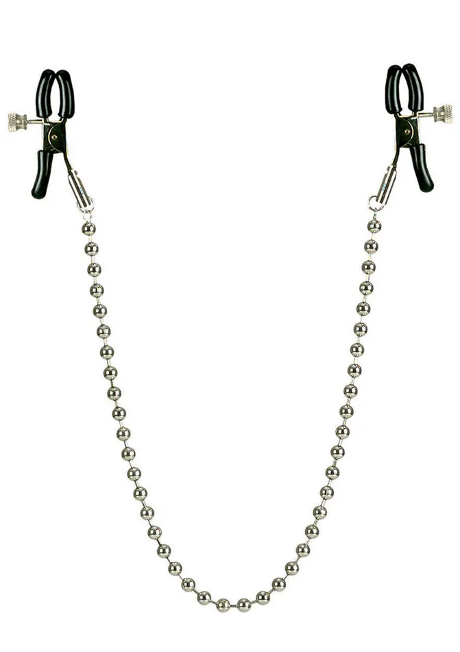 Nipple Play Anal Nipple Play Silver Beaded Chain Nipple Clamps