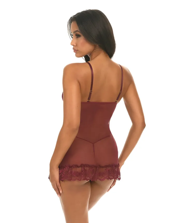 Oh La La Cheri Valentine Lacey Babydoll GString Zinfandel Large Male Sex Toys