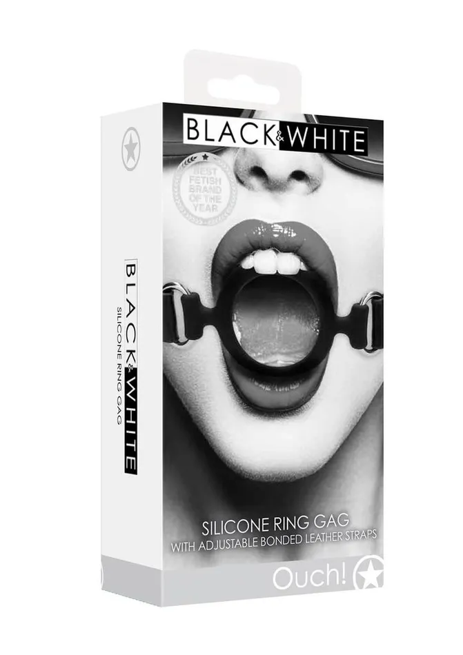 Ouch Male Sex Toys Ouch Silicone Ring Gag with Adjustable Bonded Leather Straps