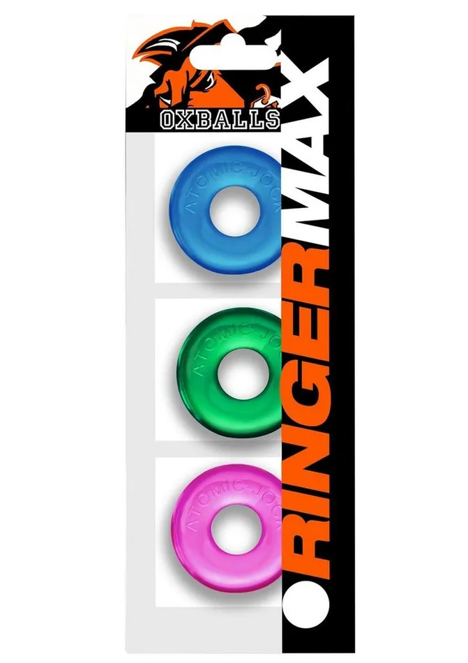 Oxballs Ringer Max Cock Ring 3 Pack Neon Assorted Male Sex Toys