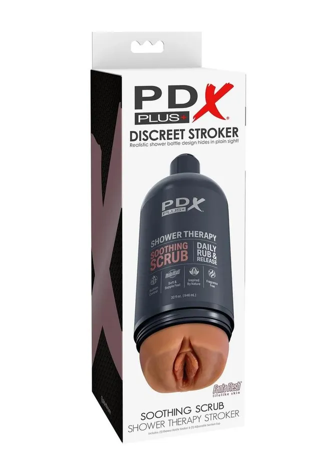 PDX Plus Male Sex Toys Pdx Plus Shower Therapy Soothing Scrub Discreet Stroker Caramel