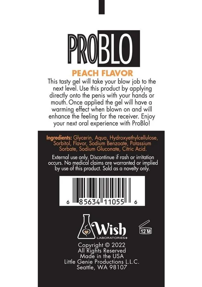 Problo Problo Oral Pleasure Flavored Gel 15oz Peach Enhancers