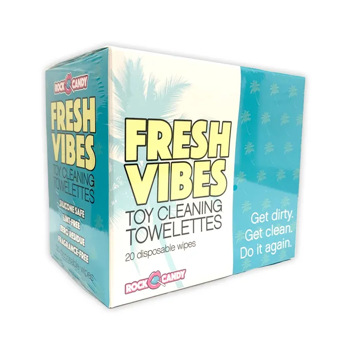 Rock Candy Vibrators Fresh Vibes Toy Cleaning Towelettes Box of 20 Individually Wrapped Wipes