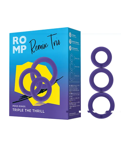 ROMP Remix Trio Penis Ring Set of 3 Purple Wow Tech Male Sex Toys