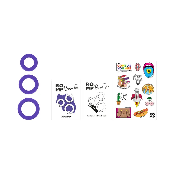 ROMP Remix Trio Penis Ring Set of 3 Purple Wow Tech Male Sex Toys