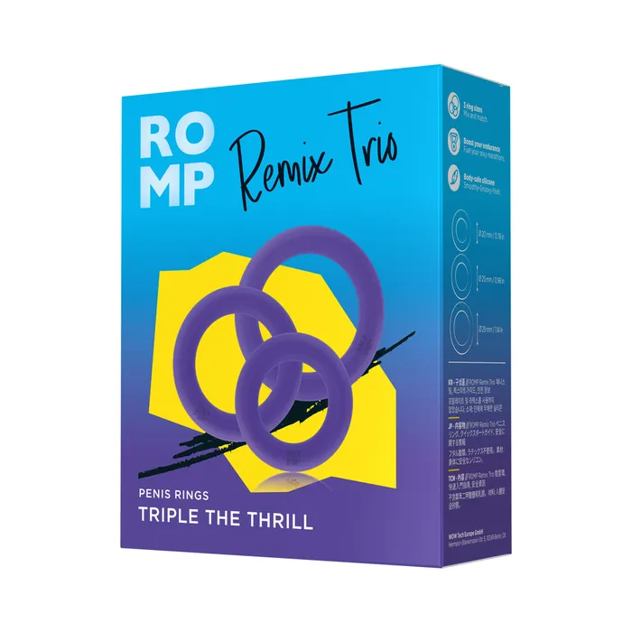 ROMP Remix Trio Penis Ring Set of 3 Purple Wow Tech Male Sex Toys
