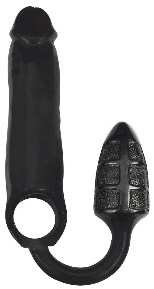 Rooster Xxxpander Double Textured Black Curve Toys Anal