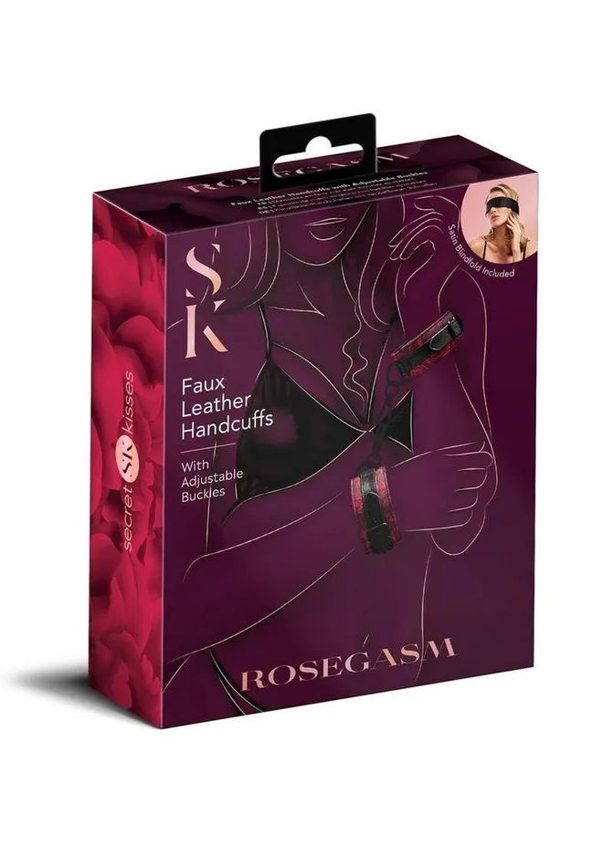 Secret Kisses Secret Kisses Rosegasm Buckle Cuffs with Satin Blindfold Couples Secret Kisses Secret Kisses Rosegasm Buckle Cuffs with Satin Blindfold Couples
