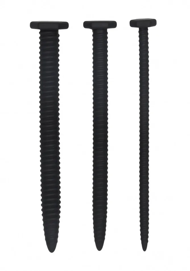 Shots America Anal Silicone Screw Plug Set Urethral Sounding Black