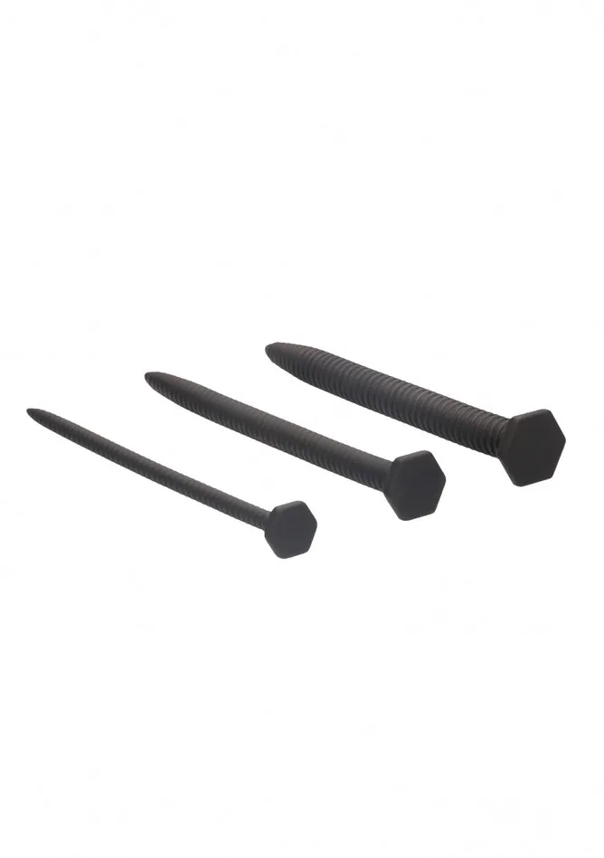 Shots America Anal Silicone Screw Plug Set Urethral Sounding Black