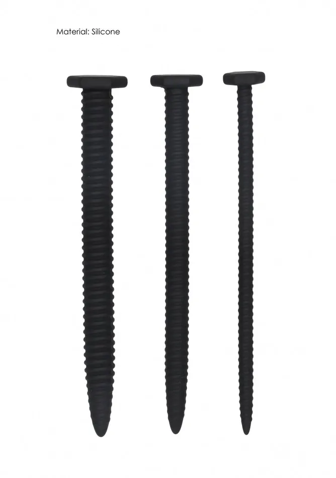 Shots America Anal Silicone Screw Plug Set Urethral Sounding Black