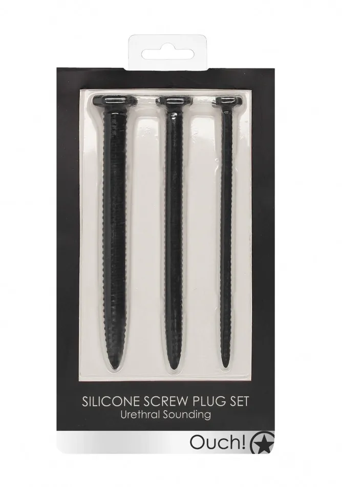 Shots America Anal Silicone Screw Plug Set Urethral Sounding Black