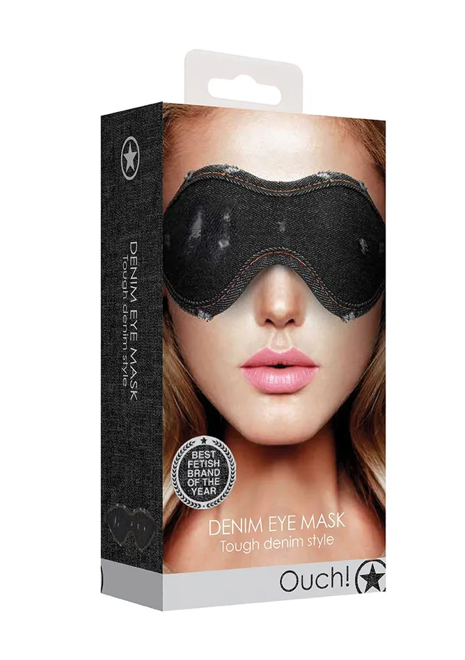 Shots America Denim Eye Mask Roughend Denim Style Black Anal