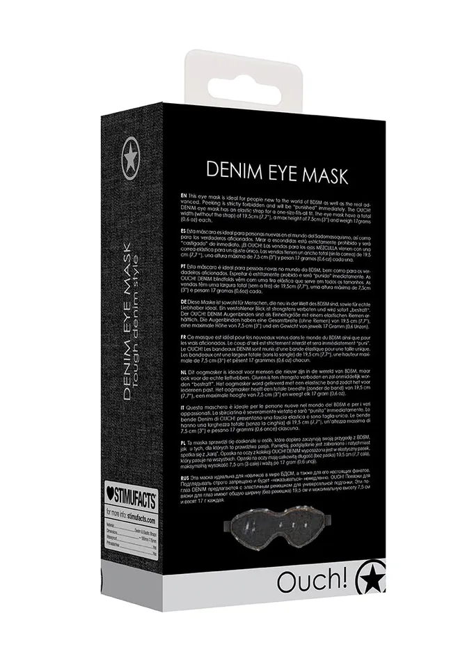 Shots America Denim Eye Mask Roughend Denim Style Black Anal