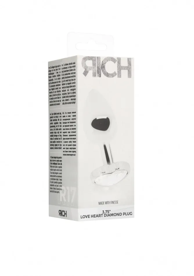 Shots America Love Heart Diamond Plug 375 Inch Silver Anal