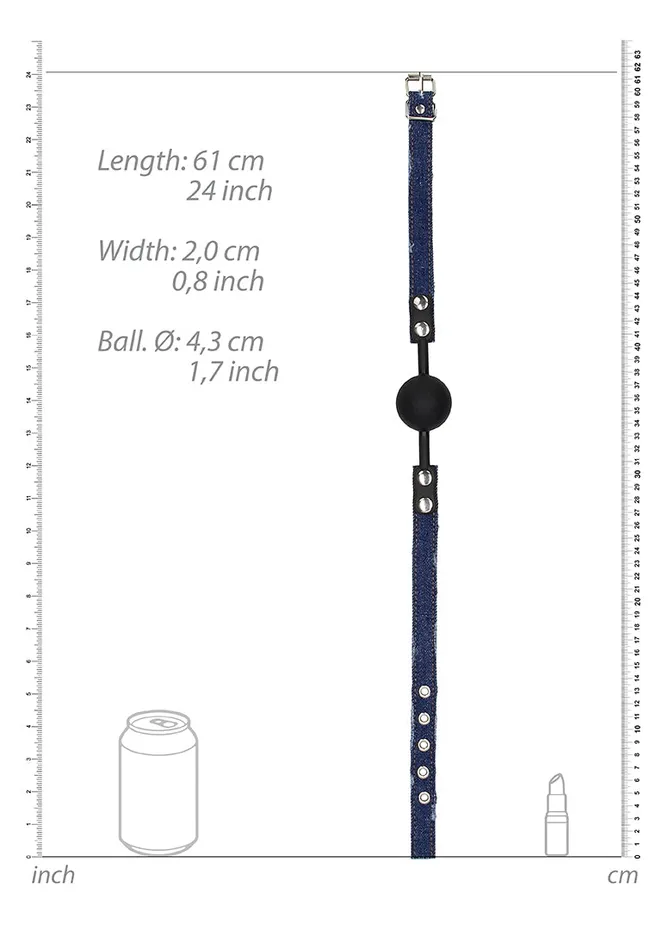 Silicone Ball Gag With Roughend Denim Straps Blue Shots America Male Sex Toys