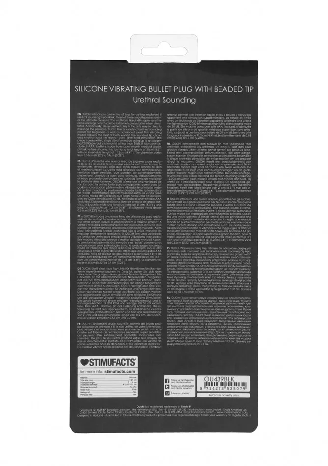 Silicone Vibrating Bullet Plug With Beaded Tip Urethral Sounding Shots America Male Sex Toys
