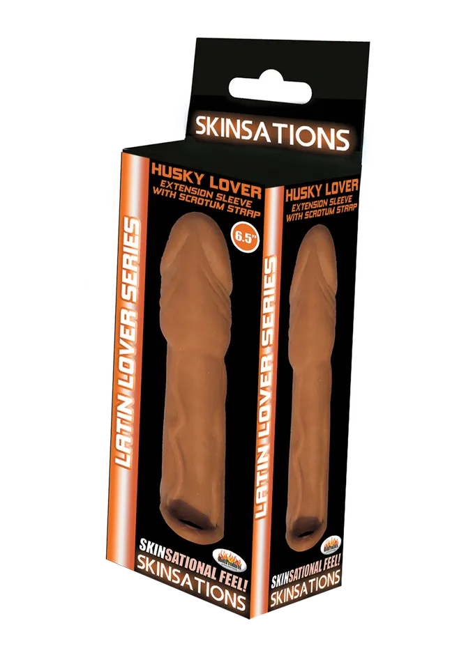 Skinsations Husky Lover Extension Sleeve w Scrotum Strap Hott Products Male Sex Toys