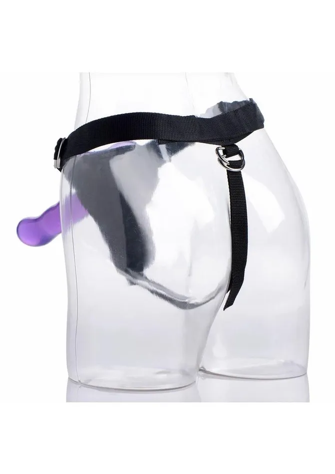 STRAP U Strap U Comfort Ride Black StrapOn Harness with Purple 7in Dildo Female Sex Toys