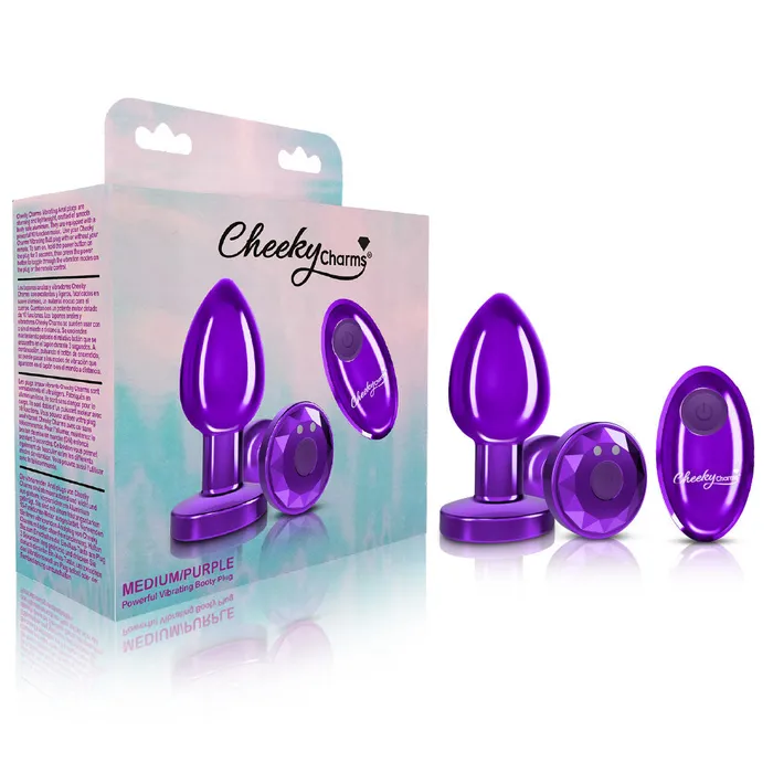 Viben Anal Cheeky Charms Vibrating Metal Butt Plug Purple Medium