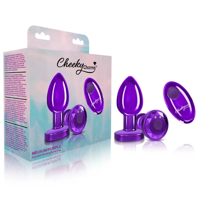 Viben Anal Cheeky Charms Vibrating Metal Butt Plug Purple Medium