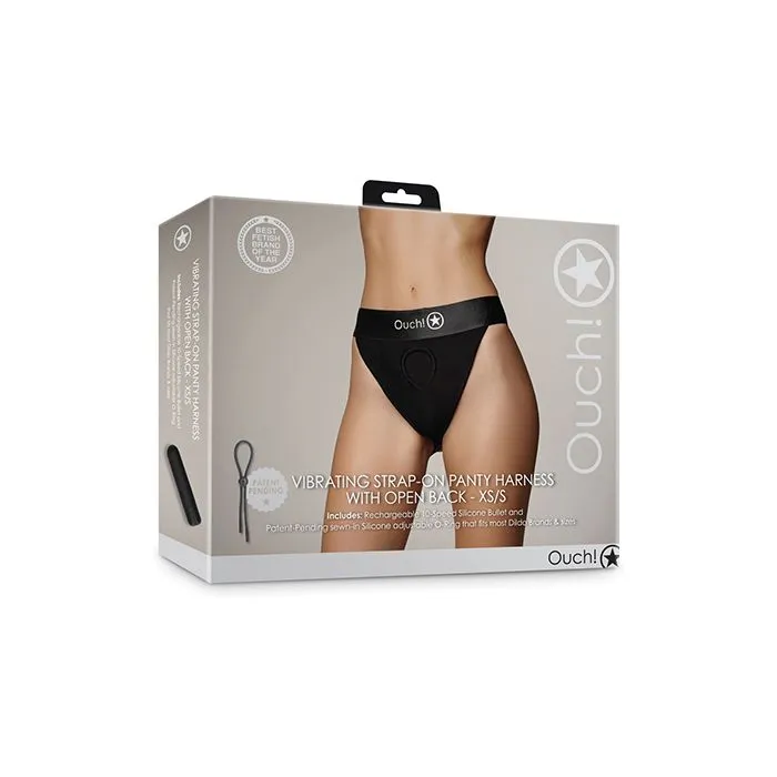 Vibrating Strap On Open Back Panty Harness Black XSS Shots America LLC Female Sex Toys Vibrating Strap On Open Back Panty Harness Black XSS Shots America LLC Female Sex Toys
